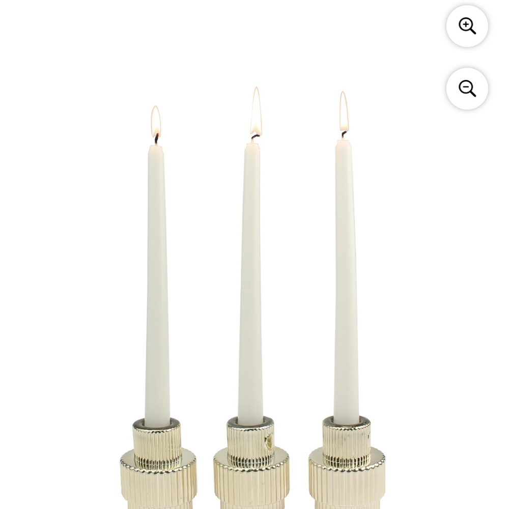 Gold Glass Taper Candle Holders - Set of 3